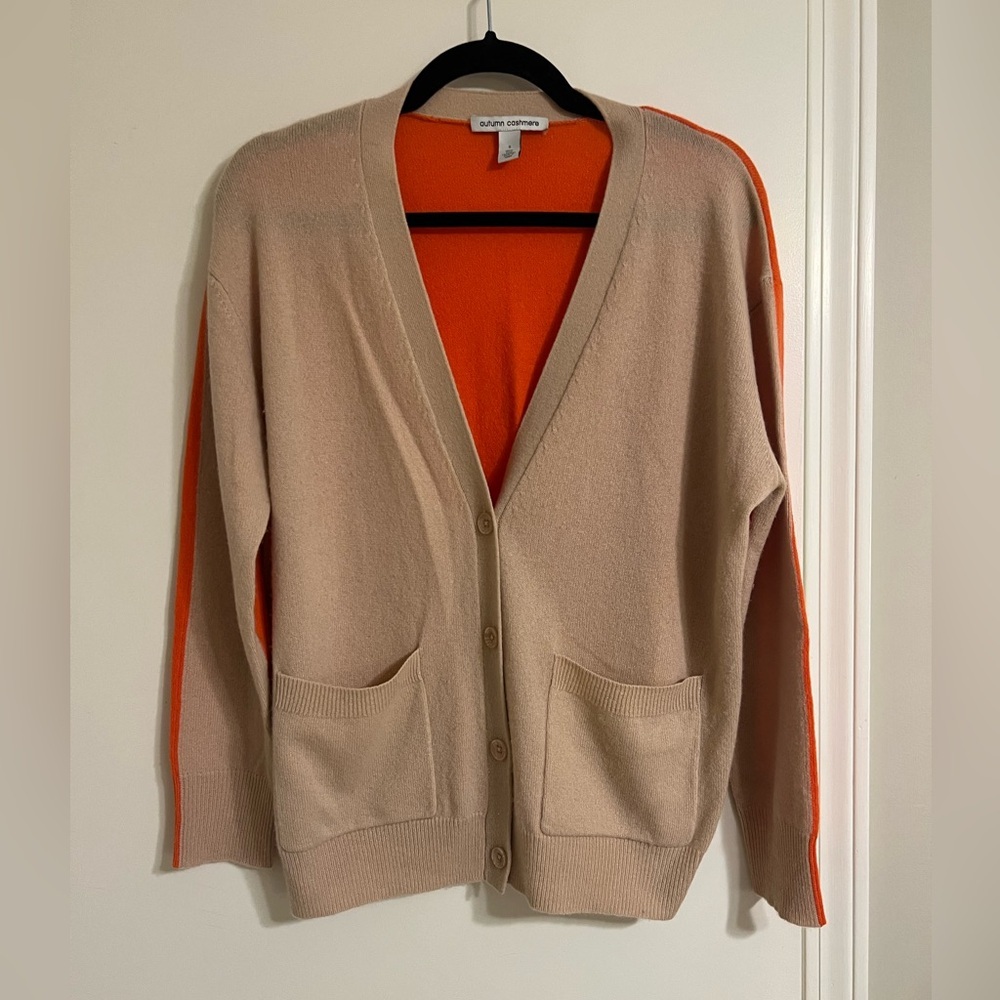 Autumn Cashmere colorblock cardigan sweater, size S.